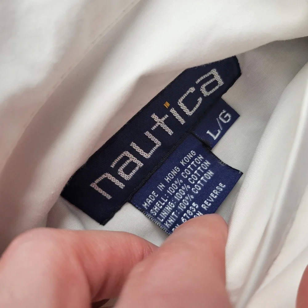 Nautica Yacht Club Reversible Bomber Jacket Mens L White Navy Blue Vintage NWT‎
